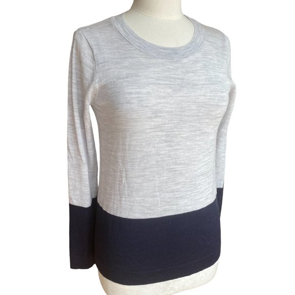 Tahari 100% Merino Wool Sweater Colorblock Neutral Minimalist Capsule Office-M - Picture 1 of 9